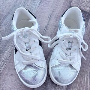 MIA Kids White and Silver Glitter Sneakers